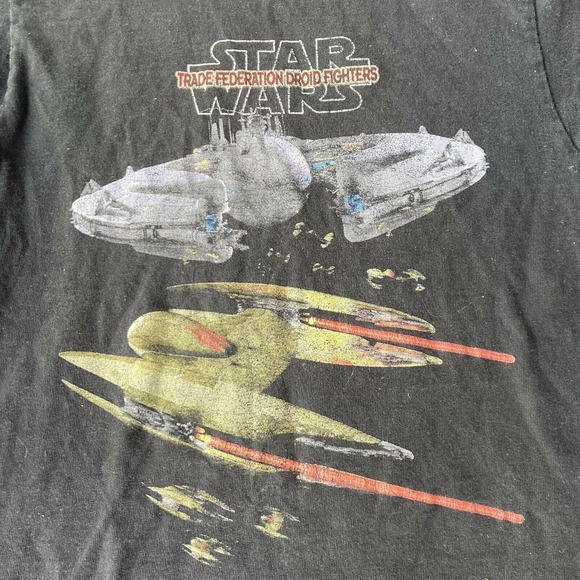 Vintage Star Wars T Shirt Sz XS/S Trade Federation Droid Fighters Womens Boxy - Picture 2 of 11